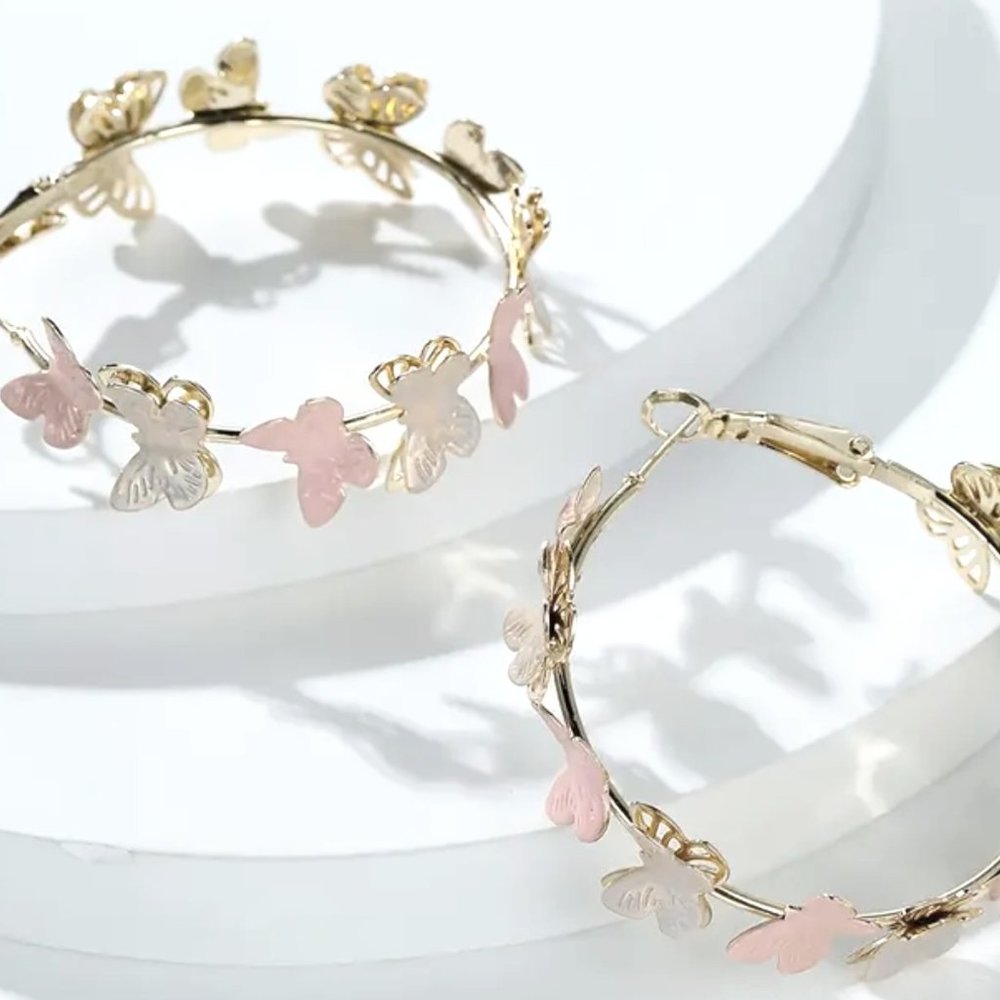 🌺 🌺 🌺 Butterfly Hoop Earrings